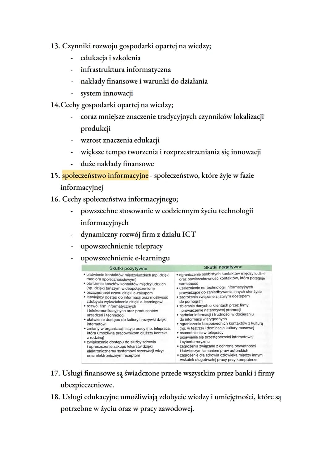 Sprawdzian geografia - usługi
1. usługi - sektor gospodarki obejmujący działalność, która polega na
wykonywaniu świadczeń służących zaspokaj