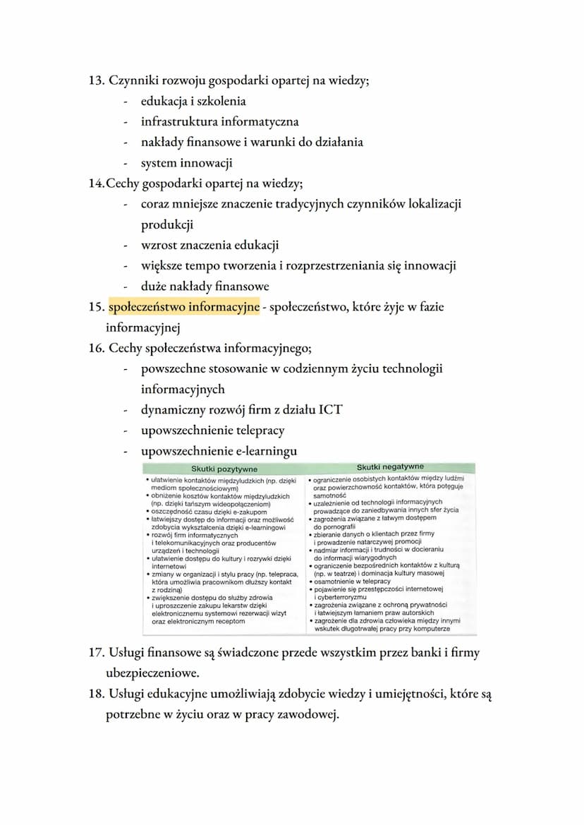 Sprawdzian geografia - usługi
1. usługi - sektor gospodarki obejmujący działalność, która polega na
wykonywaniu świadczeń służących zaspokaj