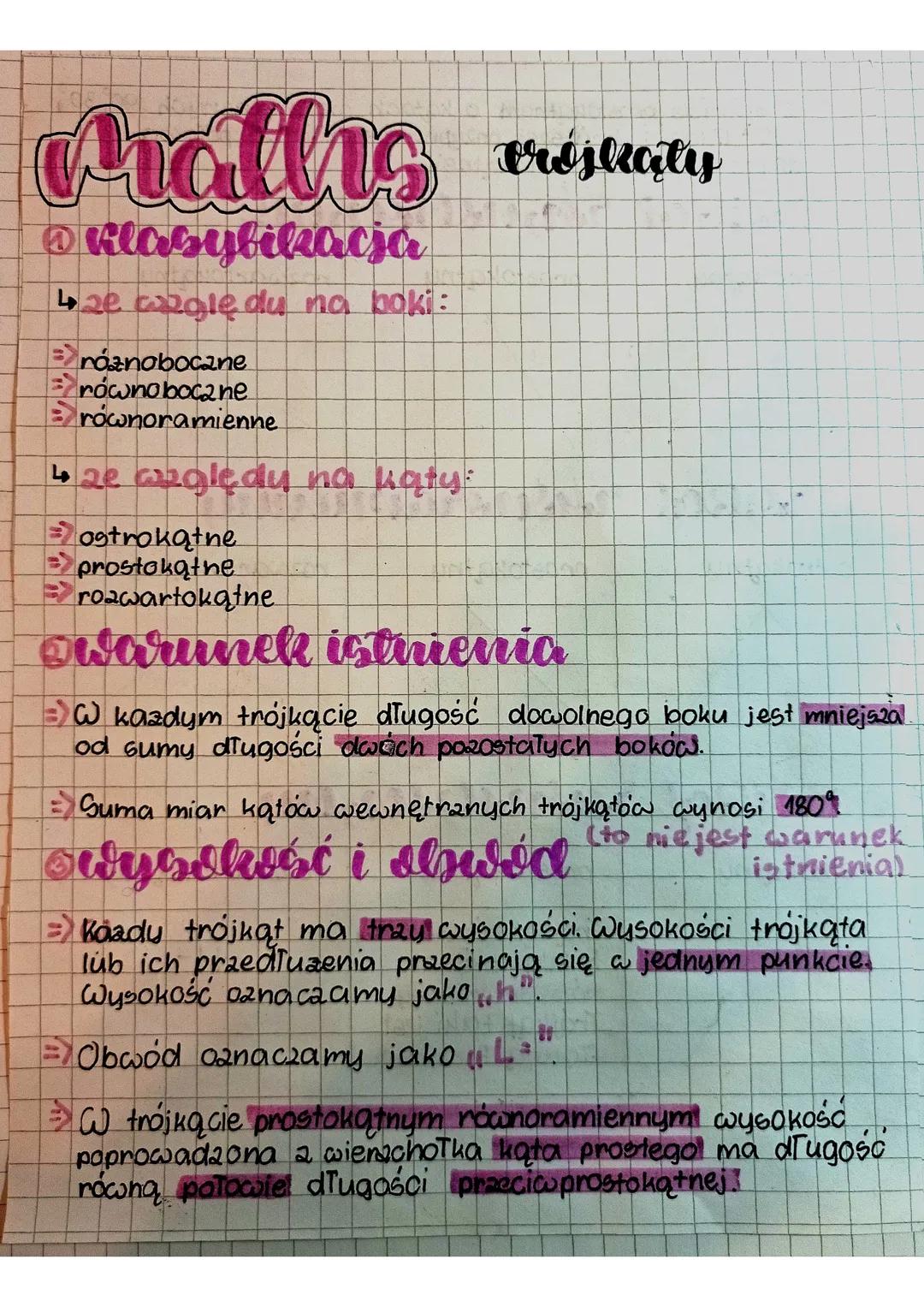 Maths
Pralls présticileys
Orójkąty
@ Klasyfikacja
42e cagle du na hoki:
win
Eroanobocane
równo boca ne
równoramienne
↳ e aogledu na katy:
og