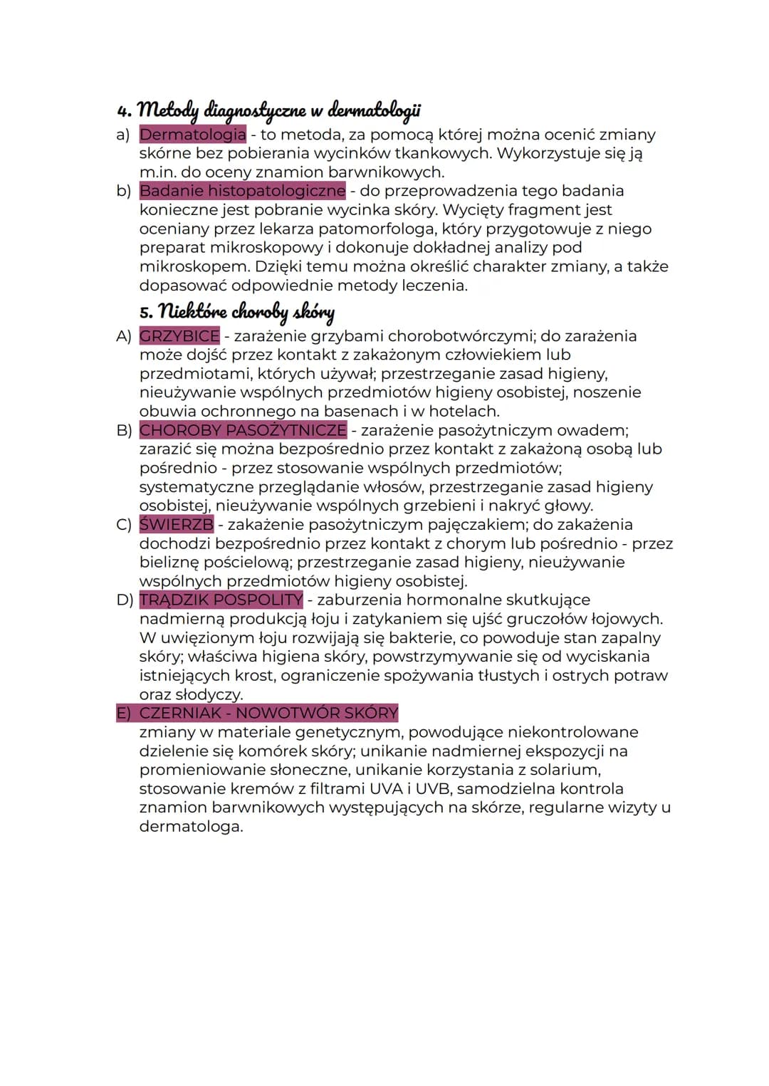 HIGIENA I CHOROBY
SKÓRY
Skóra oddziela wnętrze organizmu od środowiska zewnętrznego. Aby
właściwie spełniania funkcje ochronne, powinna być 