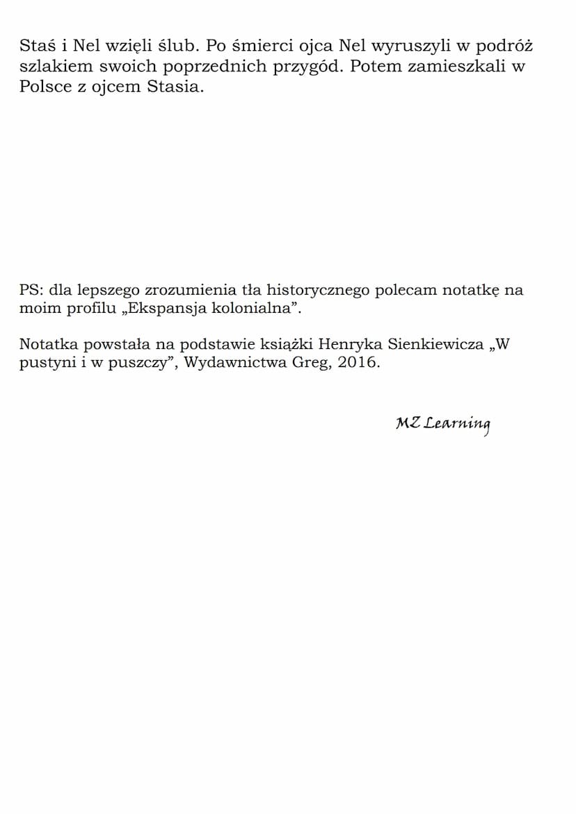 
<p>Henryk Sienkiewicz napisał powieść pt. „W pustyni i w puszczy". Akcja książki odbywa się w latach 1884-1885 w Afryce Północno-Wschodniej