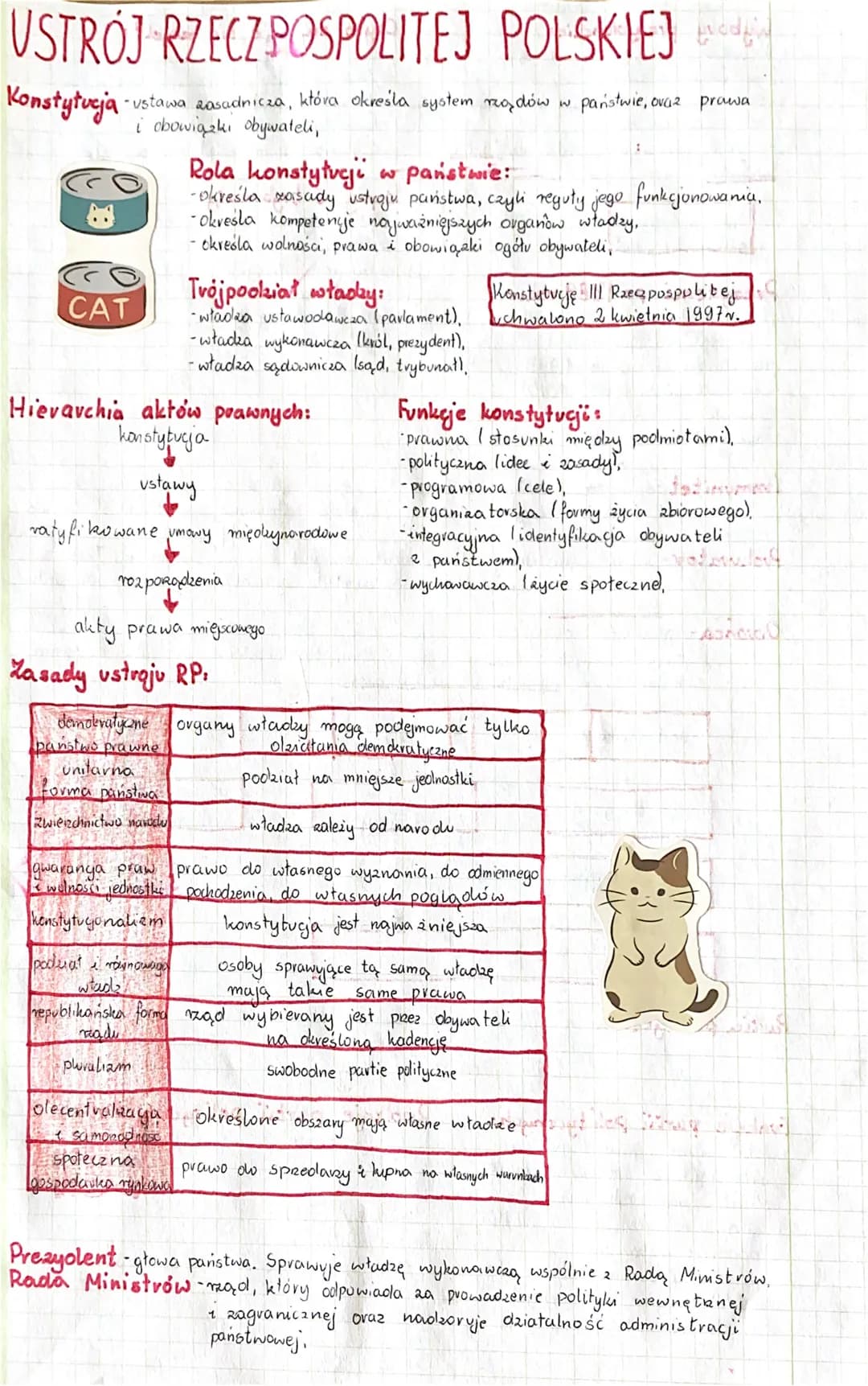 USTROJ RZECZPOSPOLITEJ POLSKIEJ ing
Konstytucja
-ustawa zasadnicza, która określa system rządów
i obowiązku obywateli,
CAT
Hierarchia aktów 