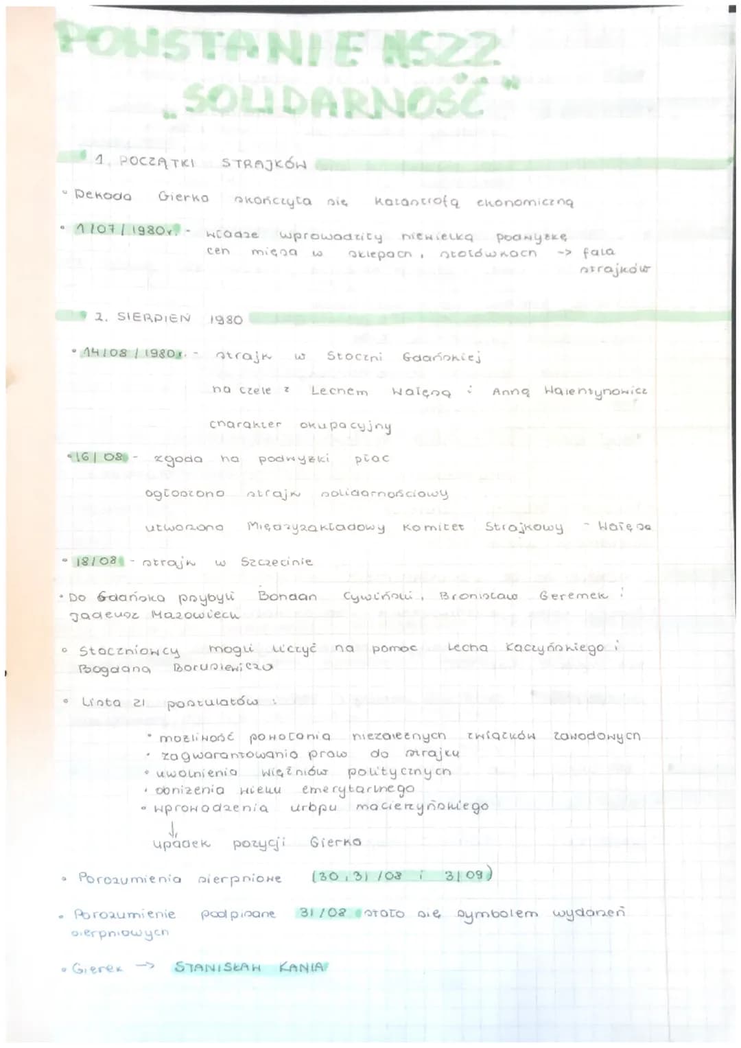 POUSTANIE NSZZ
e
STRAJKÓW
skończyła się katastrofą ekonomiczną
1/07/1980 r. - wladze wprowadzity niewielka poaNyake
cen mięsa
1. POCZĄTKI
De
