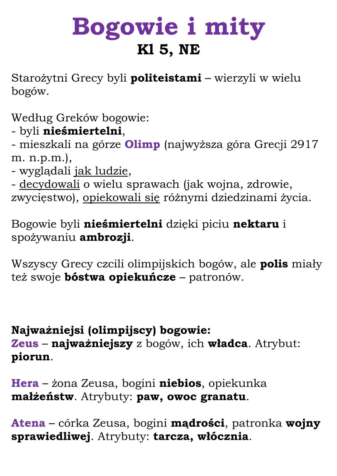 Bogowie i mity (Kl 5, NE)