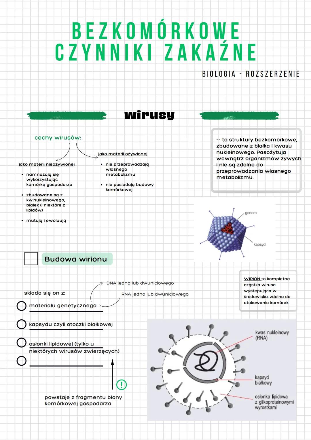 Bezkomórkowe czynniki zakaźne - wirusy