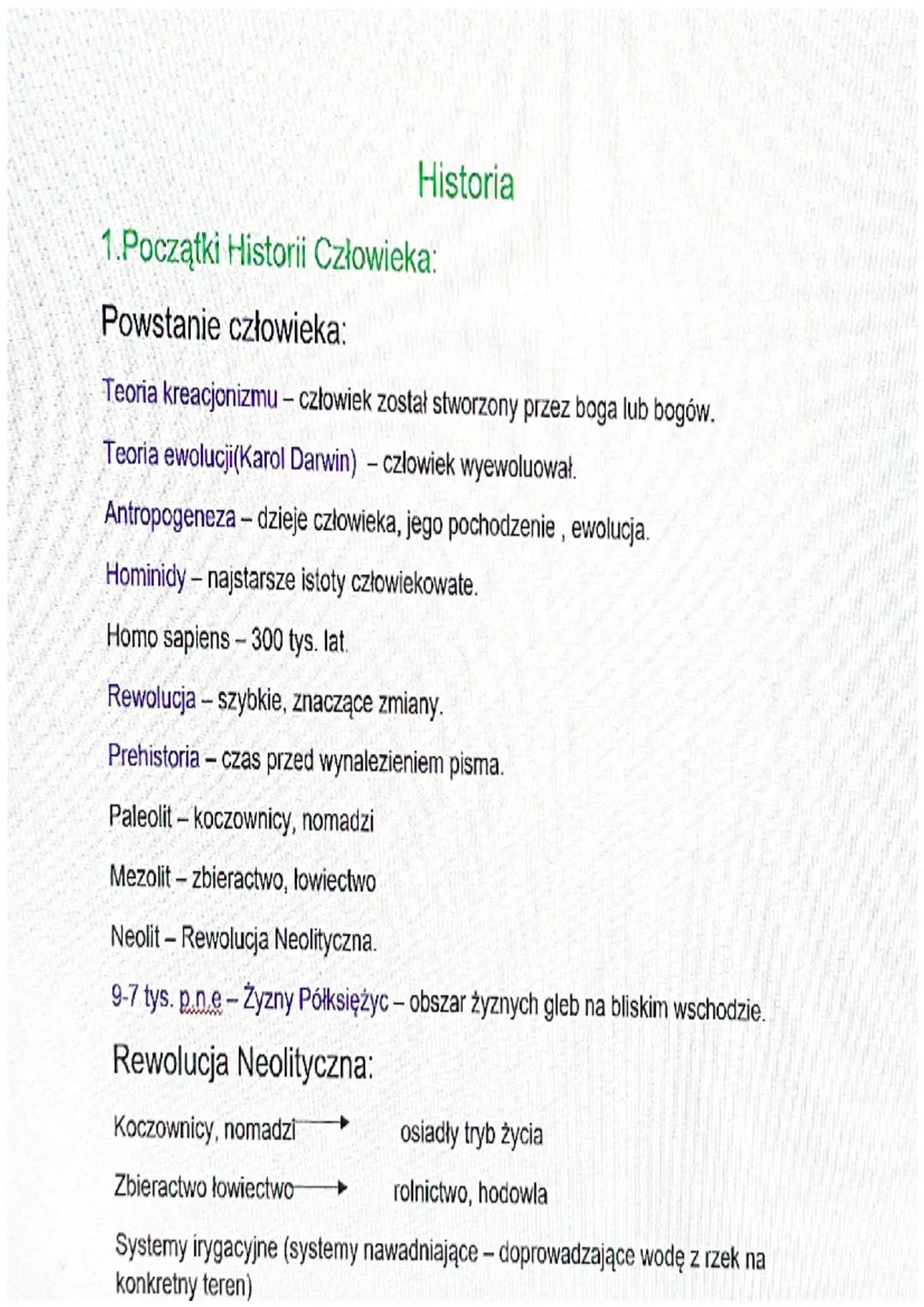Historia
1.Początki Historii Człowieka:
Powstanie człowieka:
Teoria kreacjonizmu-człowiek został stworzony przez boga lub bogów.
Teoria ewol