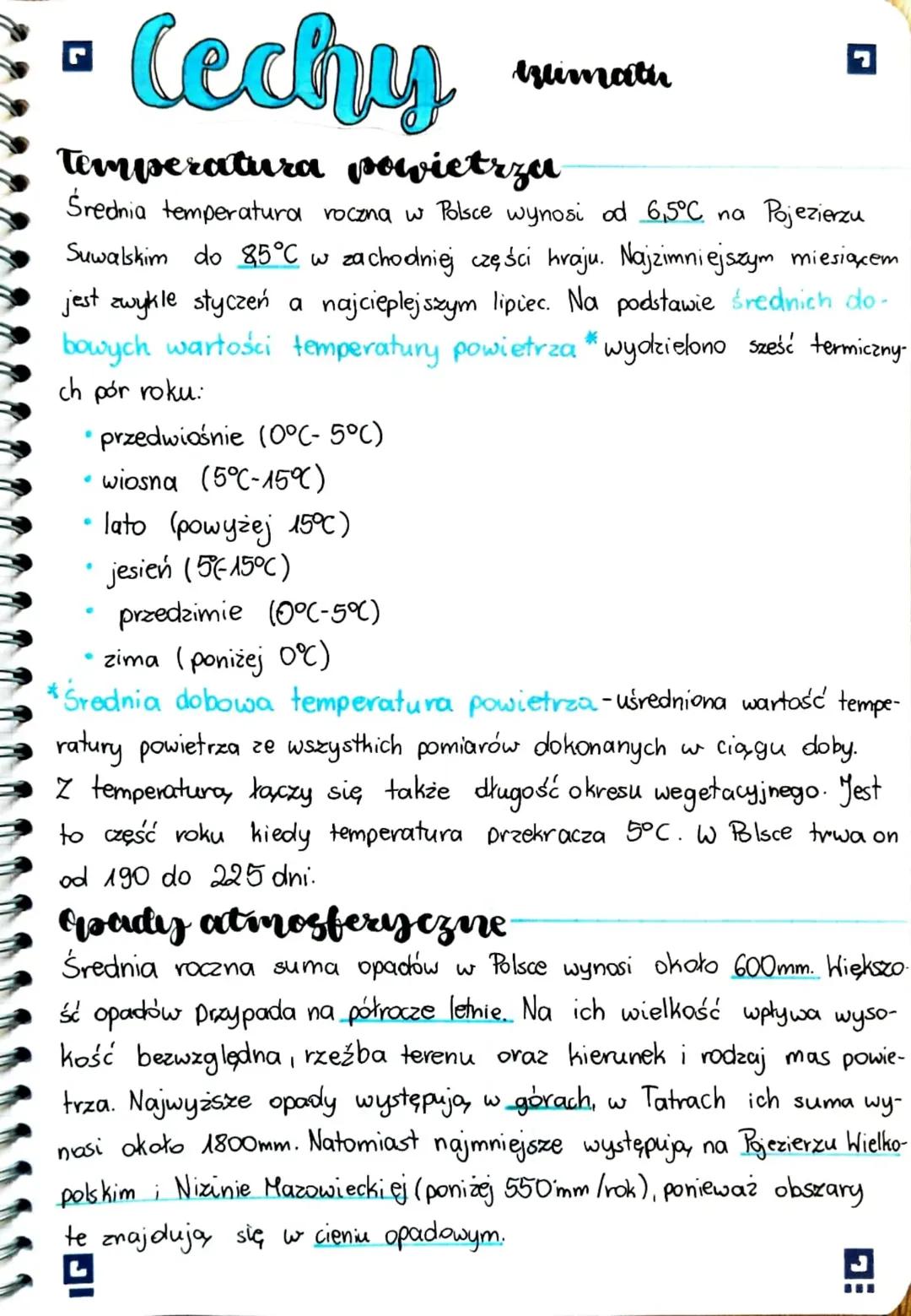 Cechy klimatu.
