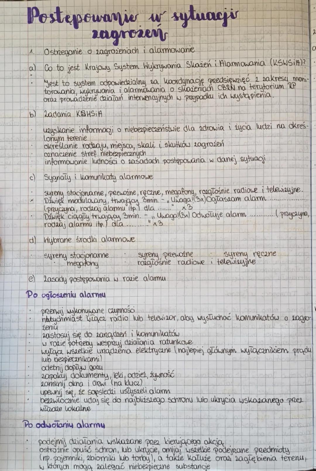 Postępowanie w sytuacji
zagrożen
A.
Ostrzeganie
zagrożeniach i alarmowanie
a) Co to jest krajowy System Wykrywania Skażeń i Alarmowania (KSW