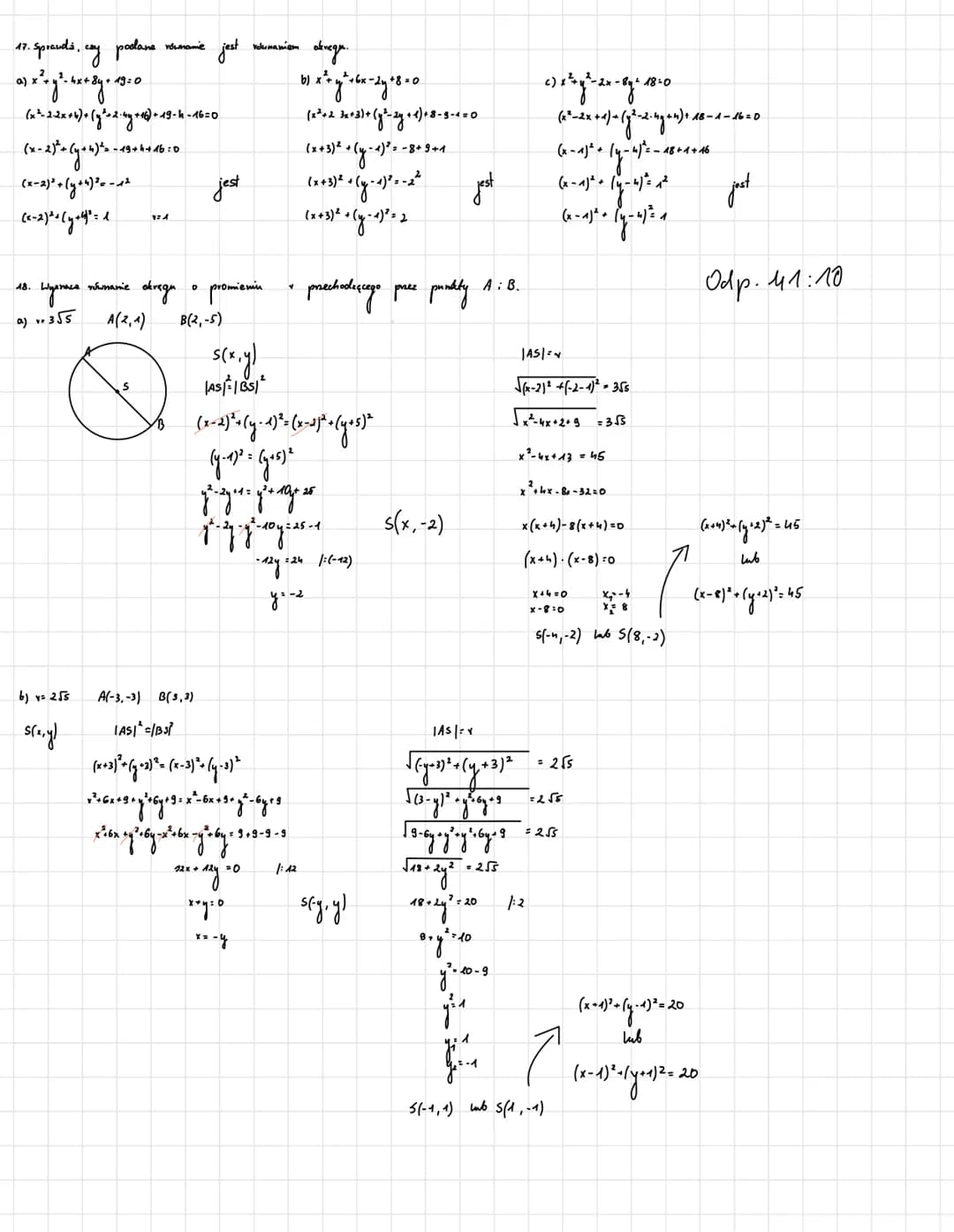 1. Oblice
Geometria analityczna
odległość między punktami Ai B
a) A(-3,-1), B(-5, -1)
|AB| = √ (-5-(-3))²+ (-1-(-1)²
|ABI= √(-2)² + (0)²
|AB