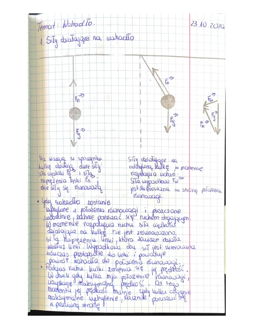 Wzory na okres drgań wahadła matematycznego i sprężynowego