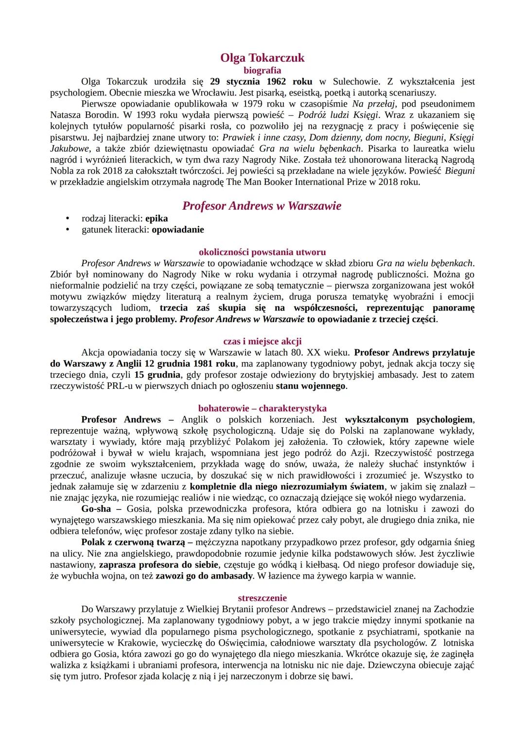 Profesor Andrews w Warszawie - analiza i interpretacja