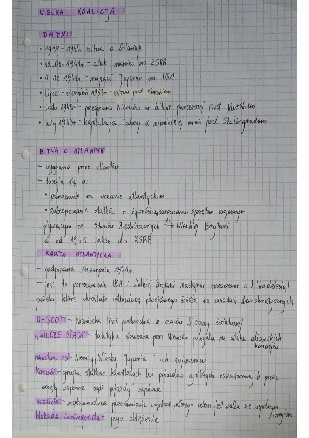 Wielka Koalicja - Notatka Historyczna Klasa 8