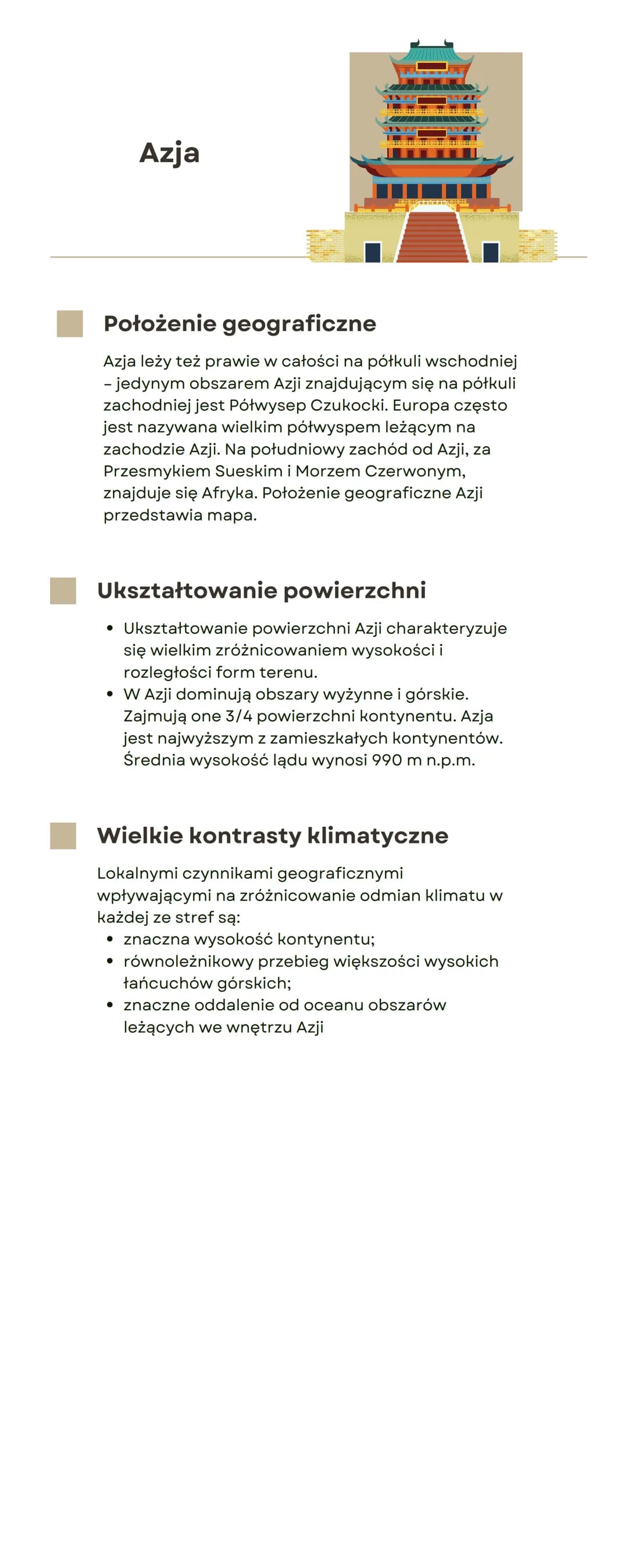 Azja
TIINIH
Położenie geograficzne
Azja leży też prawie w całości na półkuli wschodniej
- jedynym obszarem Azji znajdującym się na półkuli
z