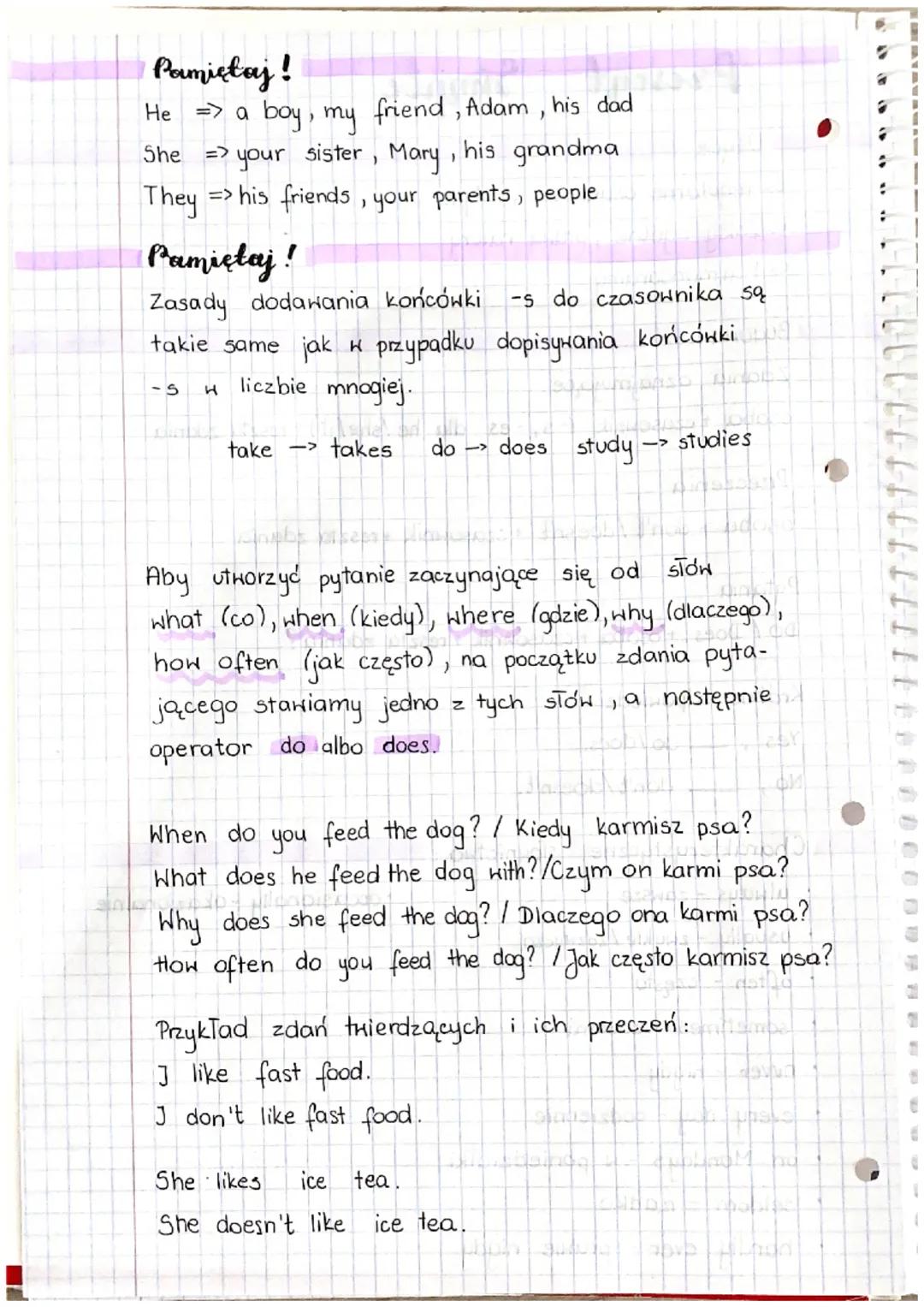 000
Present Simple
Użycie:
> reqularne czynności, rutyna
fakty ogólne, prawa natury
harmonogramy
Budowa:
Zdania oznajmujące
osoba + czasowni
