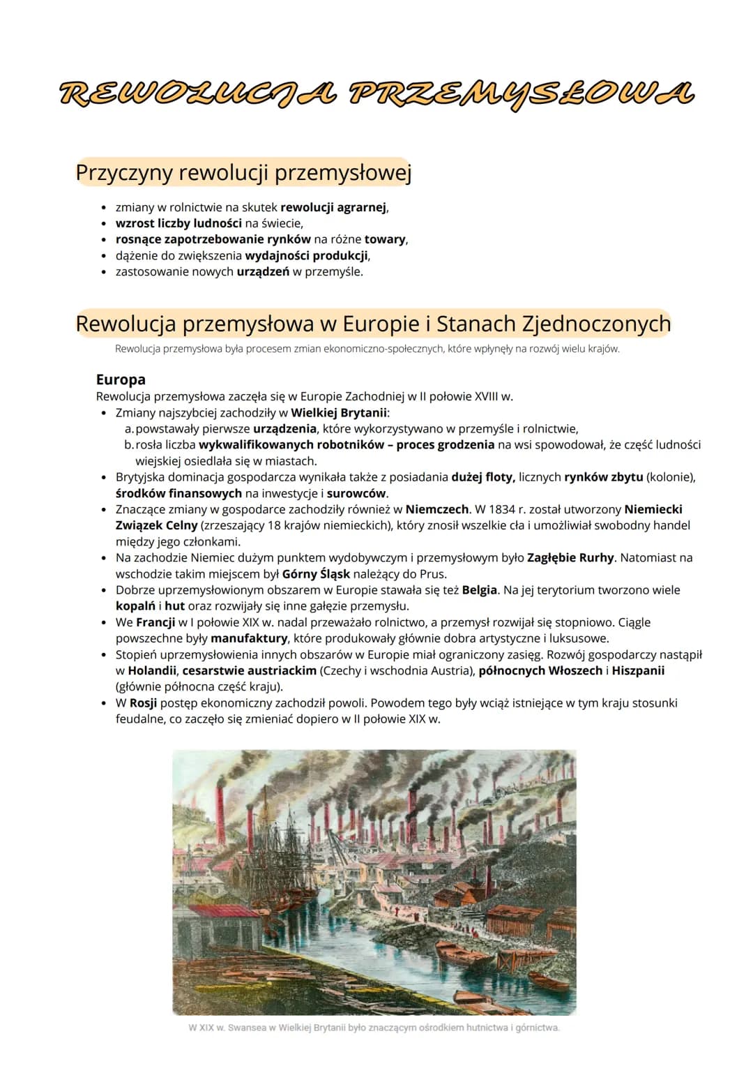 REWOLUCJA PRZEMYSŁOWA
Przyczyny rewolucji przemysłowej
• zmiany w rolnictwie na skutek rewolucji agrarnej,
wzrost liczby ludności na świecie