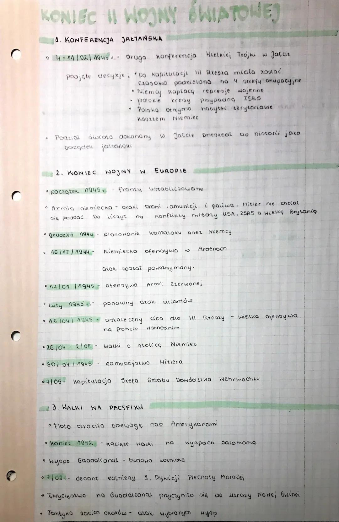 KONIEC II WOJNY WIATOWEJ
4. KONFERENCJA JAKTAŃSKA
0 4-11|02| 1945.- aruga konferencja Wielkiej Trójki w Jatcie
poajęte decyzje: po kapitulac