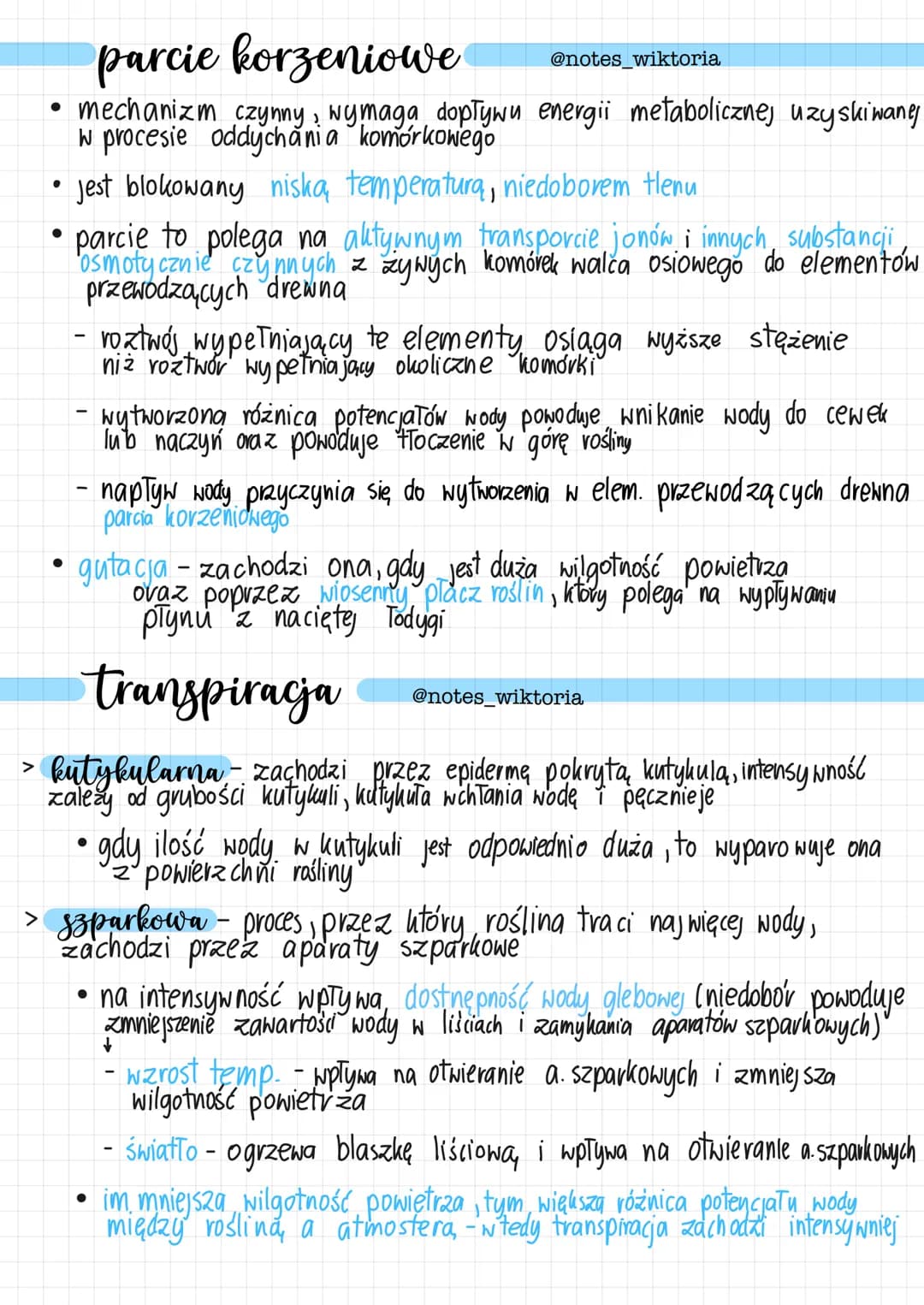 gospodarfy wodora reclin
@notes wiktoria
bunkge wody w roślinach
> zawartość wody w tkankach i organach u roślin zależy od rodzaju tkanki lu