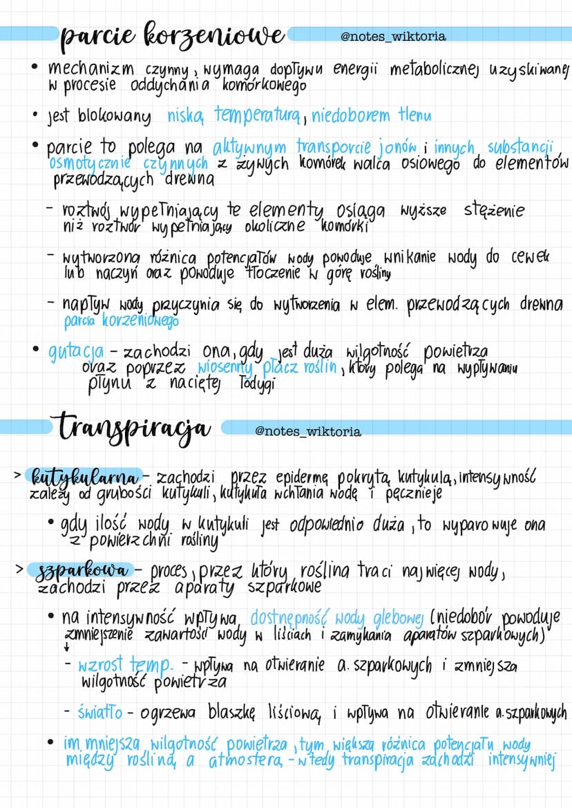 gospodarfy wodora reclin
@notes wiktoria
bunkge wody w roślinach
> zawartość wody w tkankach i organach u roślin zależy od rodzaju tkanki lu