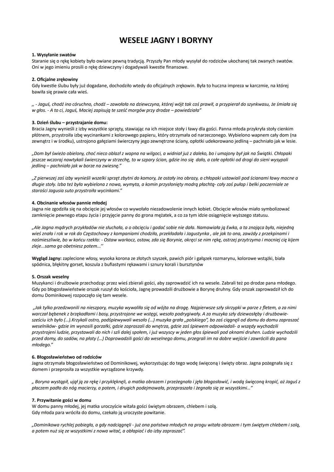wesele Jagny i Macieja Boryny w "Chłopach"