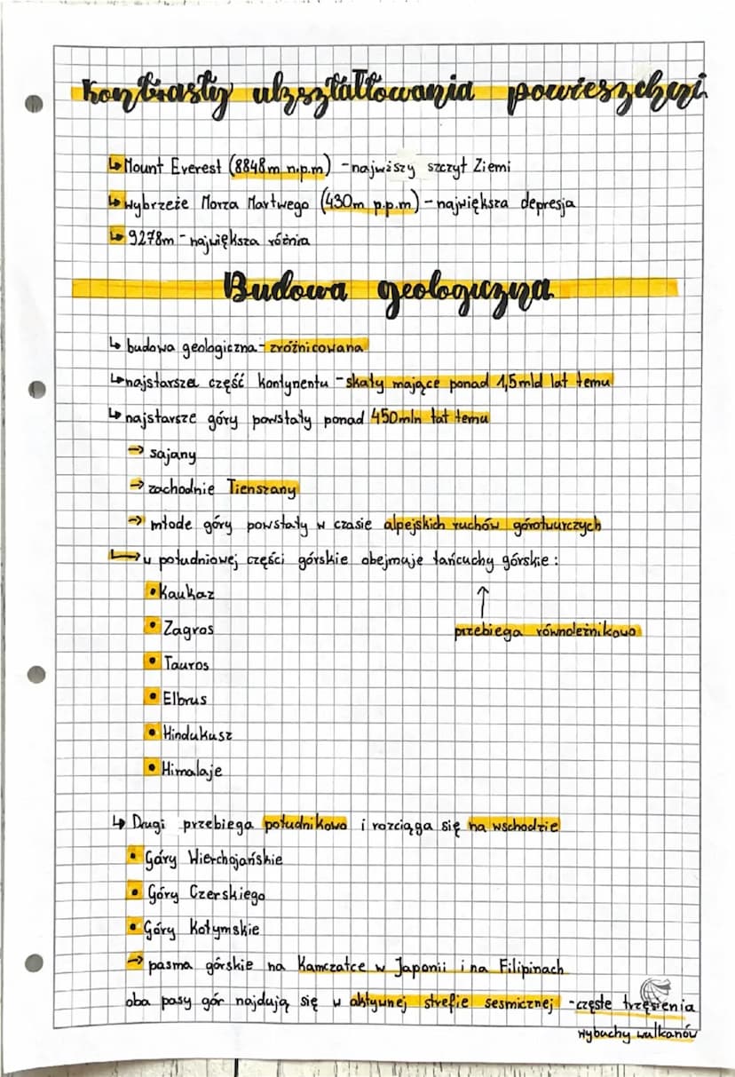= Srodowisko
przyrodnicze Azji =
AZ JA-
Azja jest największym kontynentem
↳ jest kontynentem wyżynno-górskim →75% powieszchni zajmują
gory
L