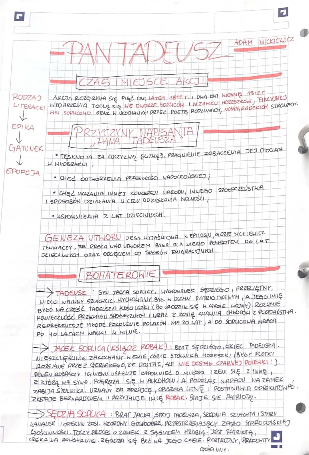 Krótka Geneza i Bohaterowie Pana Tadeusza - Czas i Miejsce Akcji