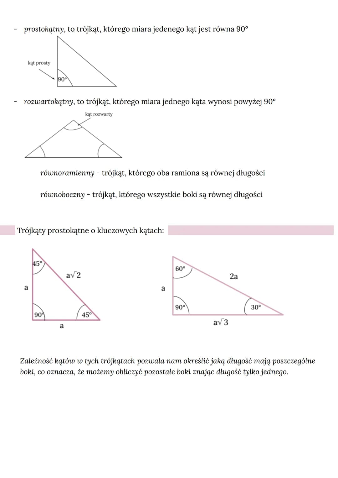 Budowa:
Wzory:
PA = a · h
=
2
Obw = a + b + c
MATEMATYKA
trójkąt równoboczny
Rodzaje trójkątów:
с
kąty ostre
TRÓJKĄTY
wysokość - odcinek pop