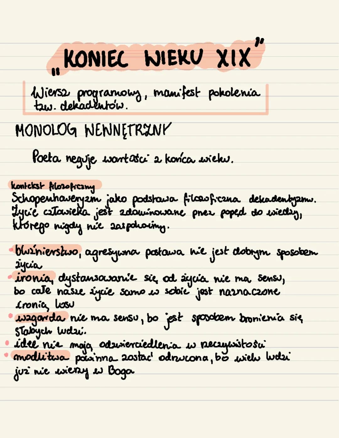 „Koniec wieku XIX” Kazimierza Przerwy-Tetmajera