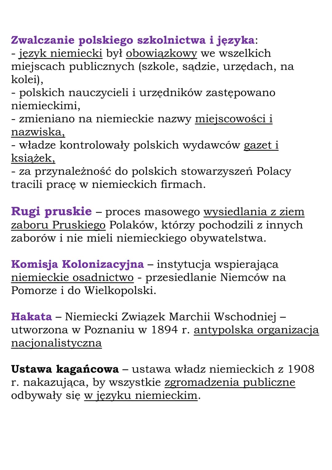 Sytuacja w zaborze
pruskim i austriackim
Germanizacyjna polityka władz niemieckich
Zjednoczenie Niemiec 1871 r.
Otto von Bismarck – kanclerz