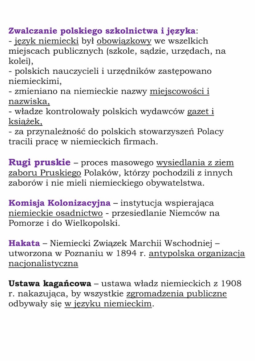 Sytuacja w zaborze
pruskim i austriackim
Germanizacyjna polityka władz niemieckich
Zjednoczenie Niemiec 1871 r.
Otto von Bismarck – kanclerz