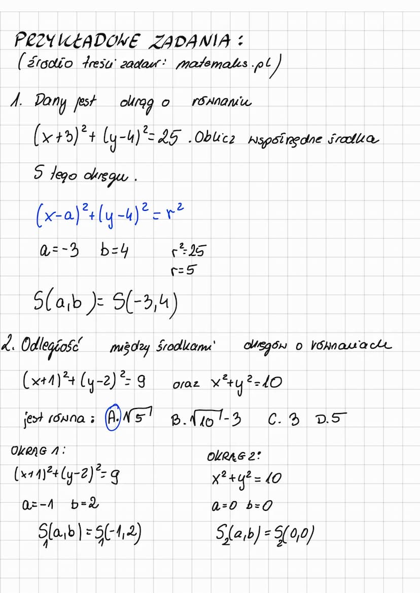 OKRĄG W UKŁADZIE
WSPÓŁRZĘDNYCH
ROWNANIE OKRĘGU - WZÓR:
2
2
2
(x-a) ²+ (y-b) ²= F x promene
t
S= (a, b) to środek okrsqu
PRZYKŁAD:
ROWNANIE O