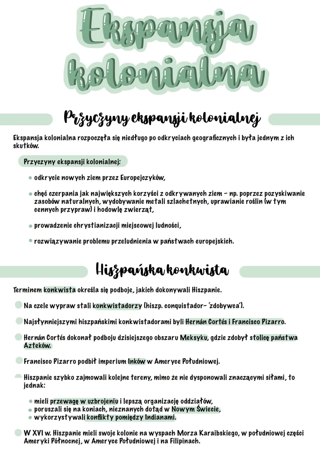 Ekspansja
kolonialna
Przyczyny ekspansji kolonialnej
Ekspansja kolonialna rozpoczęła się niedługo po odkryciach geograficznych i była jednym
