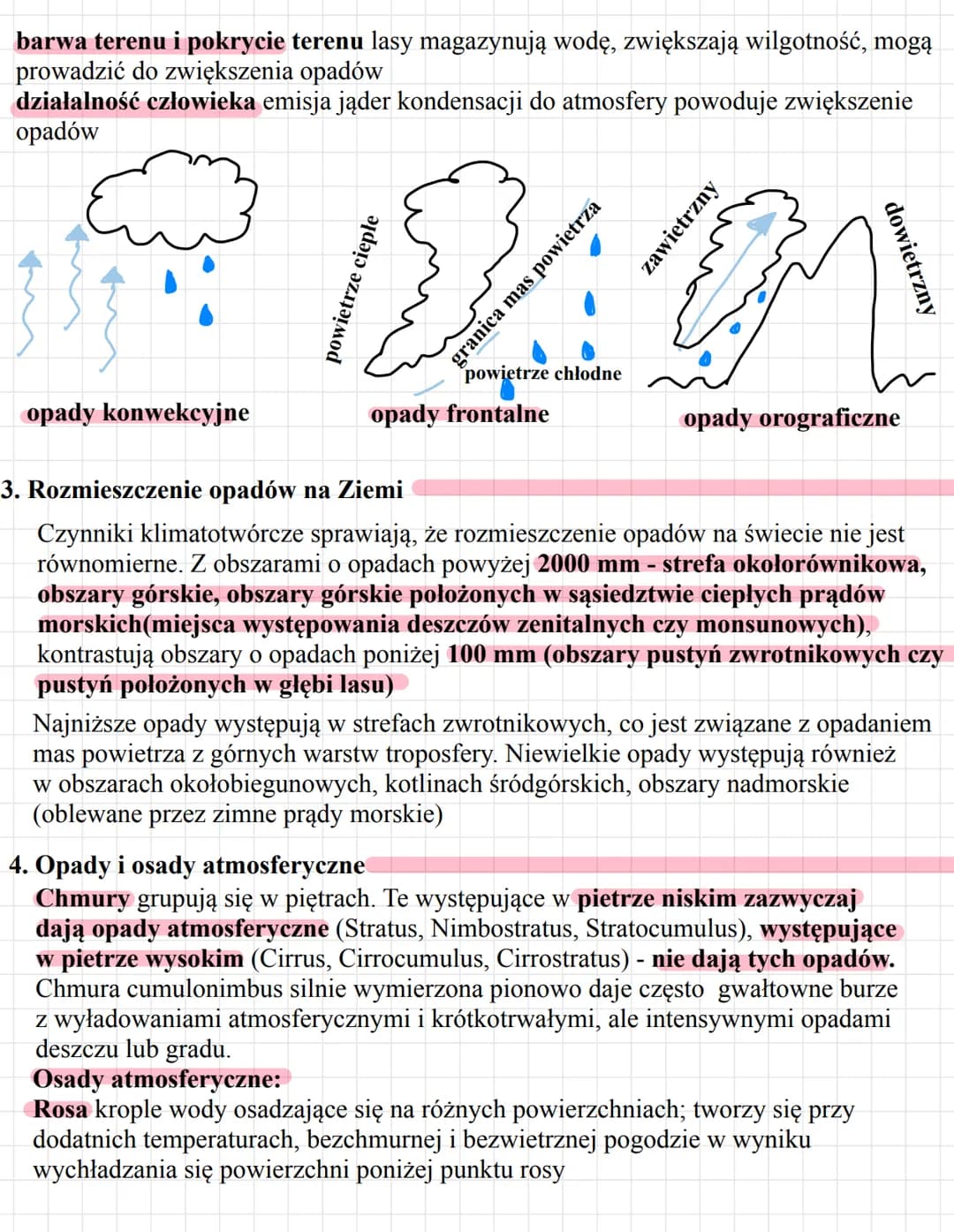 OPADY I OSADY
ATMOSFERYCZNE
1. Czynniki wpływające na wielkość opadów na Ziemi
Opady atmosferyczne to ciekłe lub stałe produkty kondensacji 