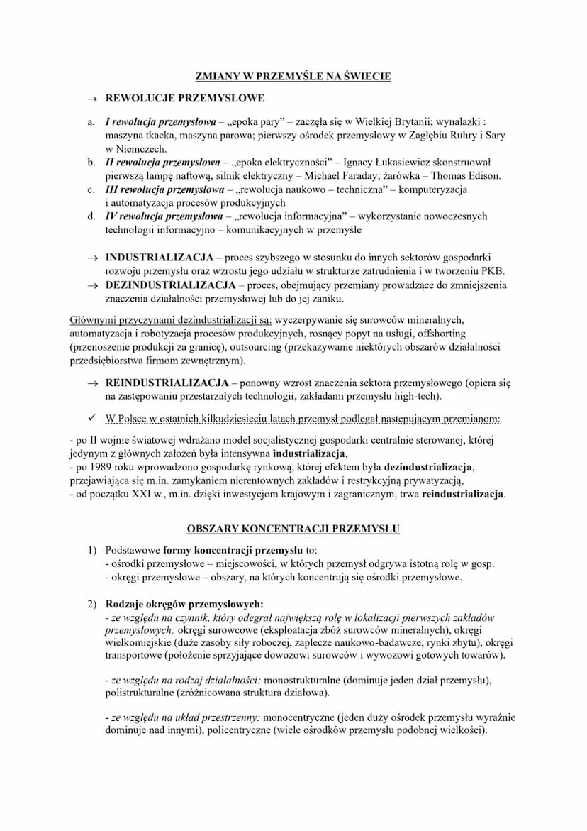 PRZEMYSŁ TRADYCYJNY I PRZEMYSŁ ZAAWANSOWANYCH TECHNOLOGII
Przemysł tradycyjny - mało zaawansowane przetwórstwo surowców: górnictwo, wydobywa