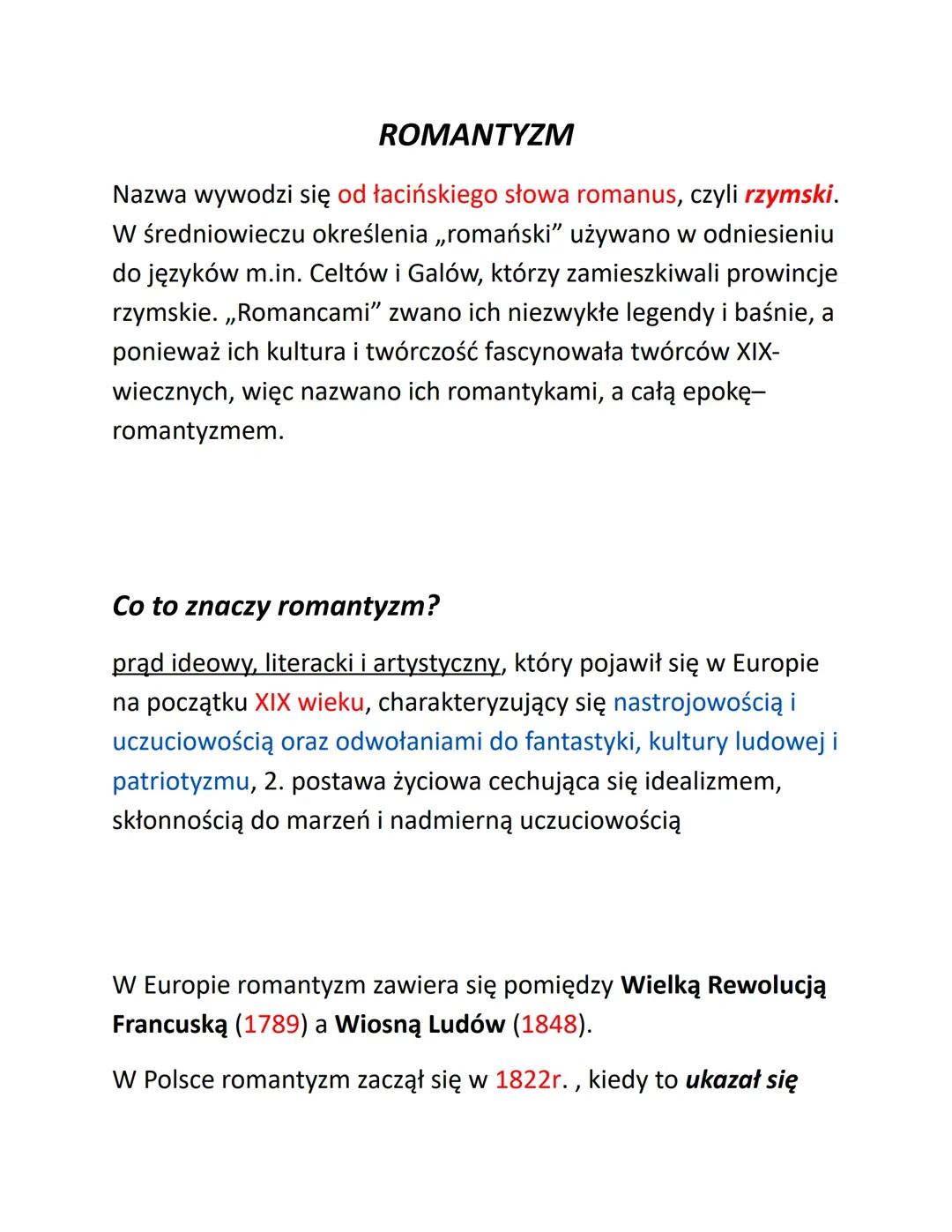 Czym jest romantyzm w literaturze polskiej? Poznaj cechy preromantyzmu w sztuce i irracjonalizm w romantyzmie!