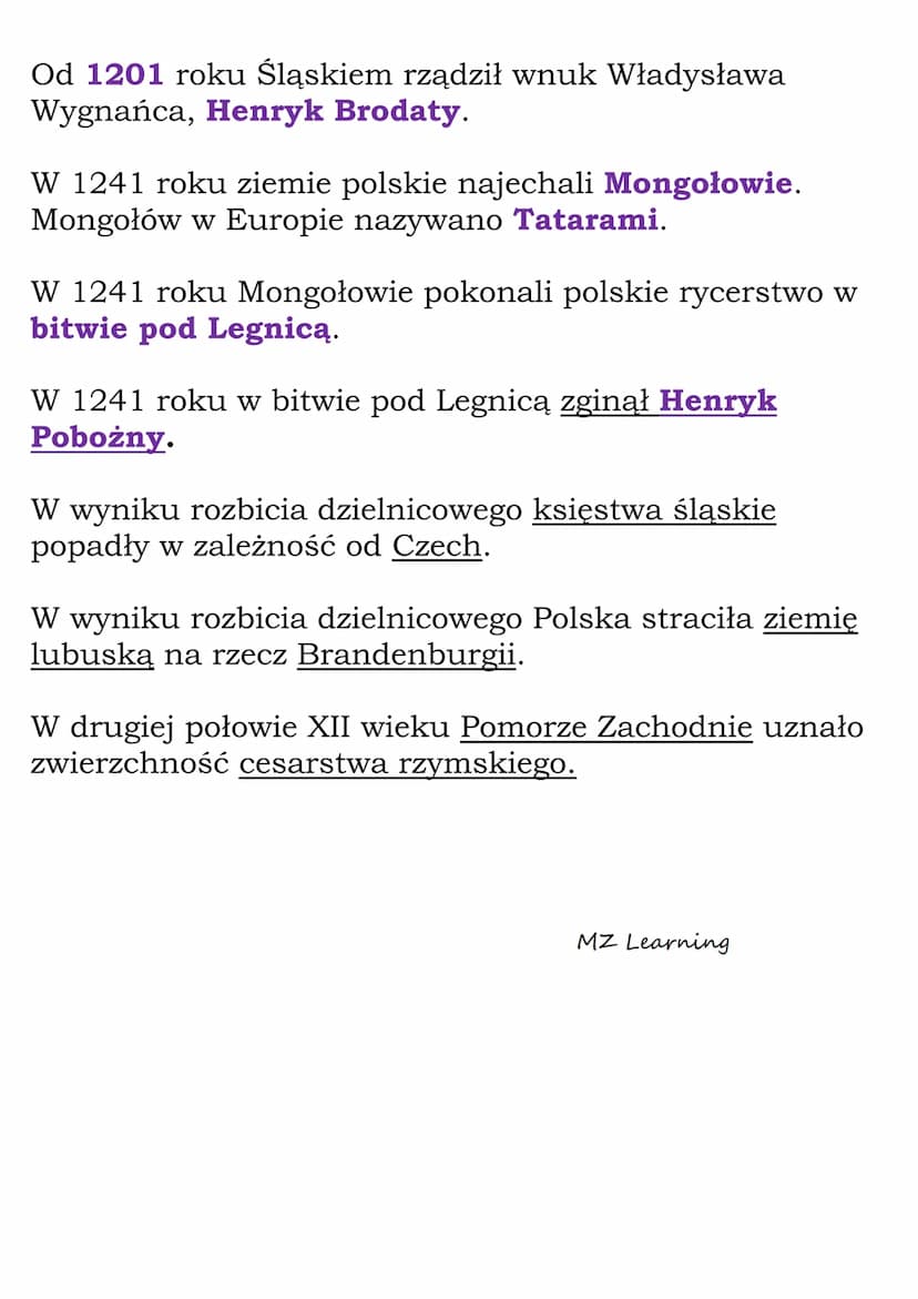 Rozbicie dzielnicowe
Wraz ze śmiercią Bolesława Krzywoustego rozpoczął się
w Polsce okres rozbicia dzielnicowego.
Po śmierci Bolesława Krzyw