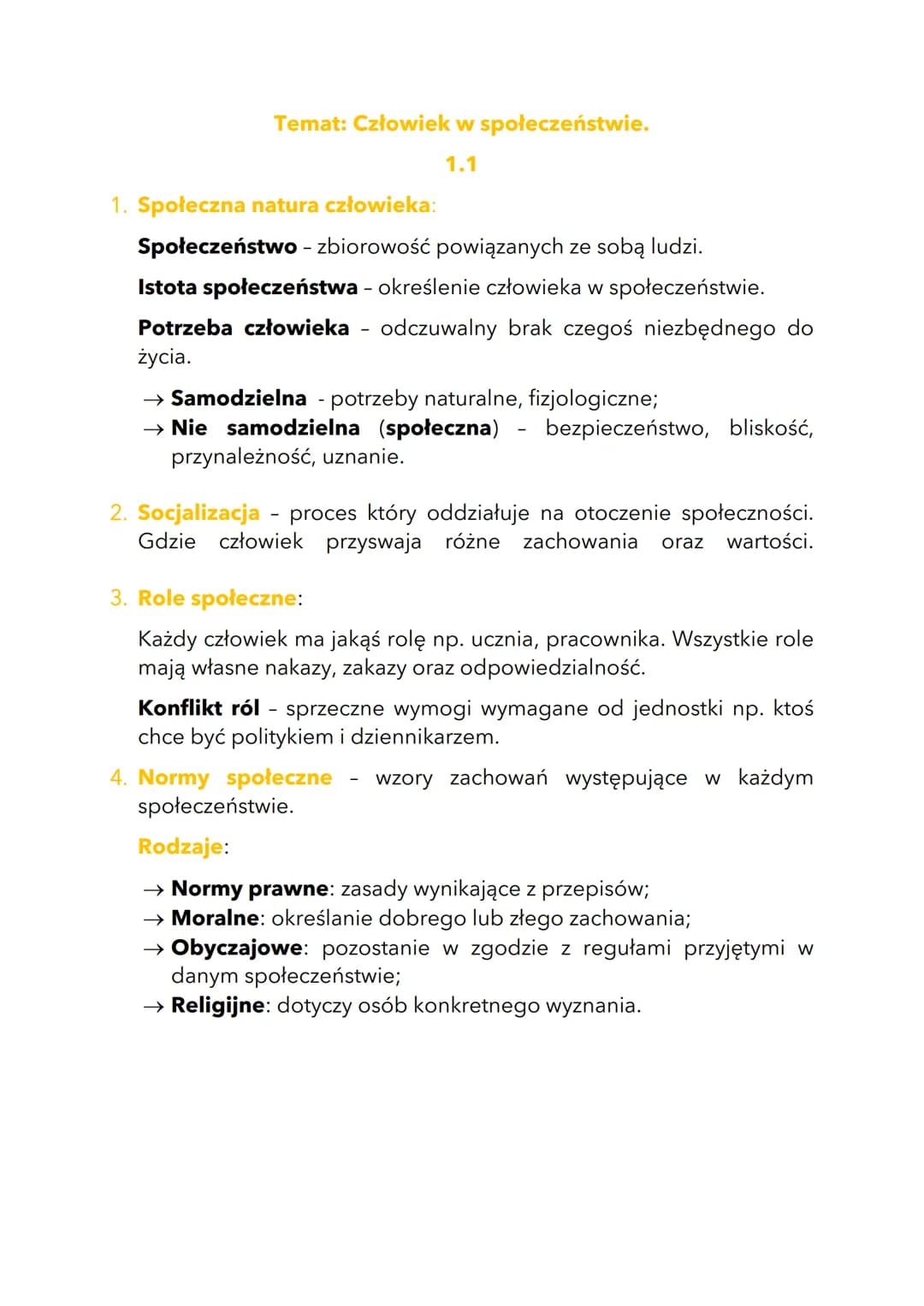 Temat: Człowiek w społeczeństwie.
1.1
1. Społeczna natura człowieka:
Społeczeństwo - zbiorowość powiązanych ze sobą ludzi.
Istota społeczeńs