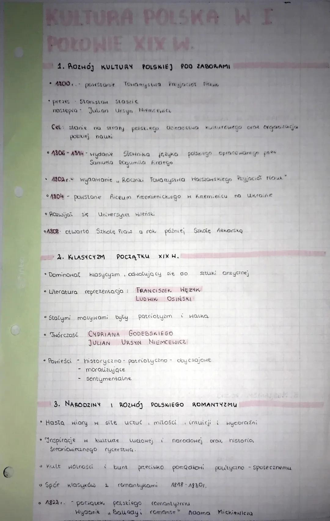 Romantyzm Polski w I Połowie XIX wieku