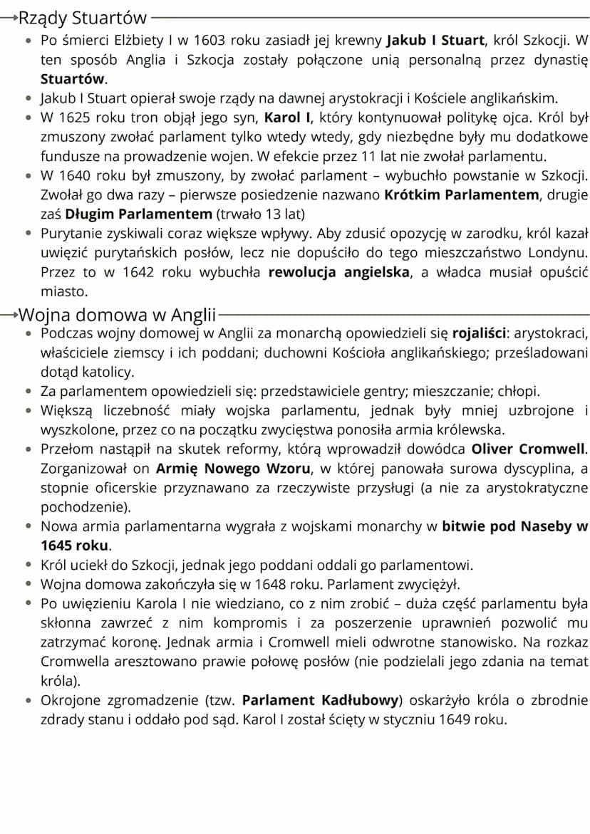 rewolucja angielska i
monarchia parlamentarna
1642-1648
1653-1658
wojna domowa Cromwell lordem
w Angli
protektorem
1630
1640 r.
obrady Krótk