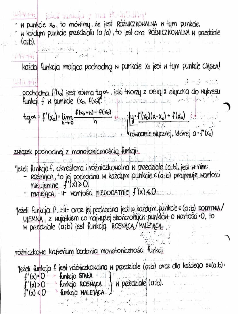 pochodna sunkeji
definicia: Pochodną funkcji f(x) w punkcie Xo oznaczamy symbolem f(x)
i definiujemy jako granice: f'(x) = lim f(xo+h)-f(xo)