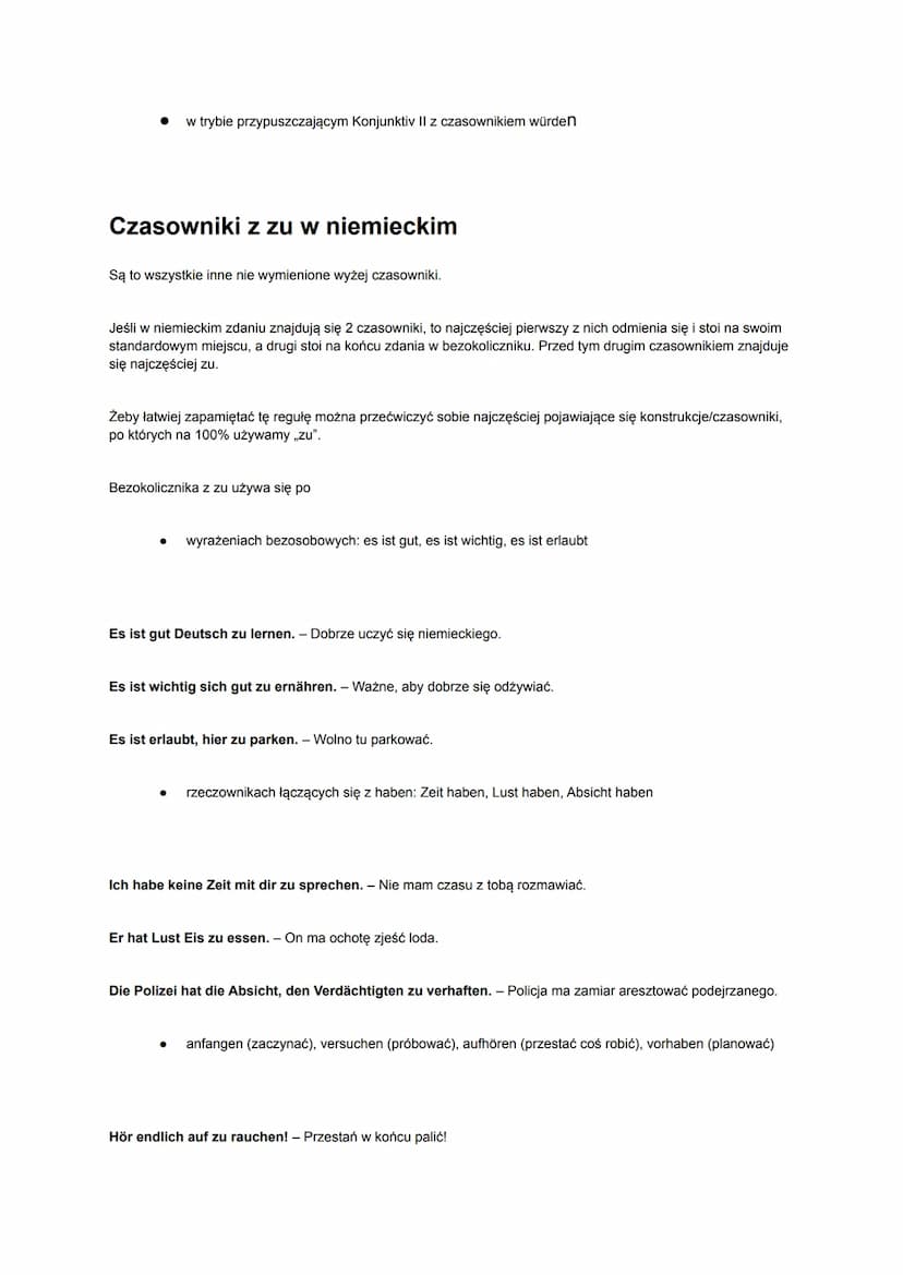 Czasowniki bez zu w niemieckim
Które czasowniki są używane bez „zu"? Czasowników tego typu jest znacznie mniej niż tych z „zu". Z tego
wzglę