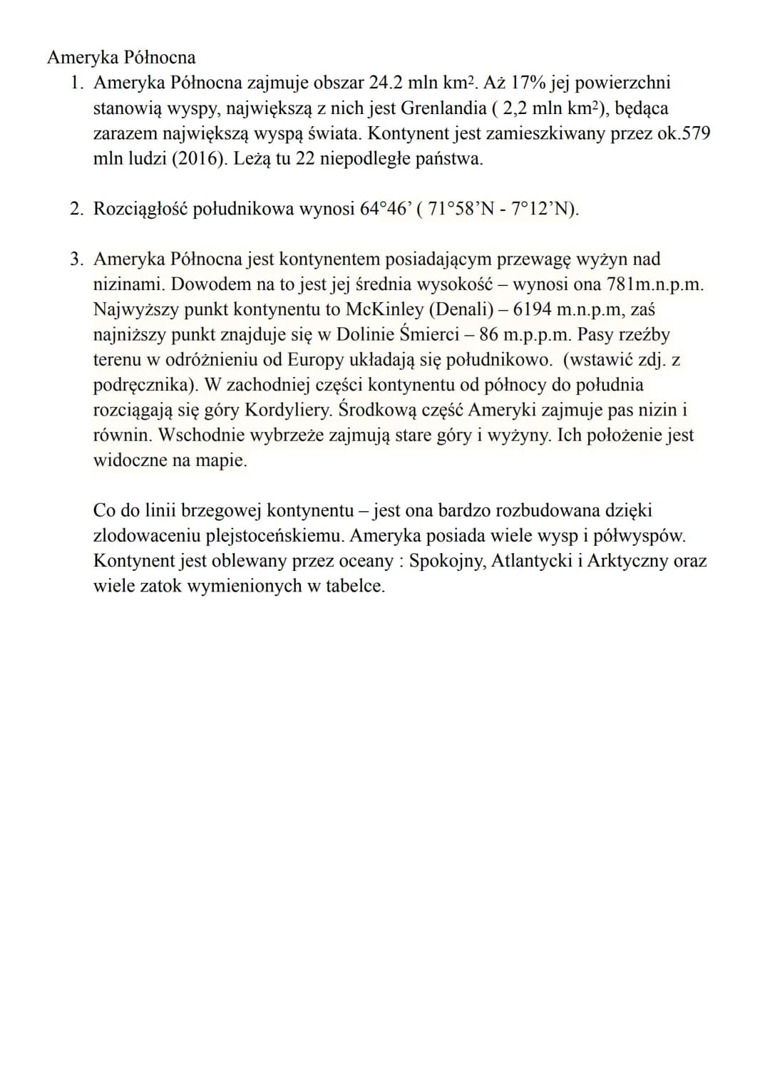 Spis treści:
Ameryka
1. Opis kontynentów.
2. Rozciągłość południkowa.
3.
4.
5.
6.
7.
8. Ludność i urbanizacja.
9. - północna granica upraw i