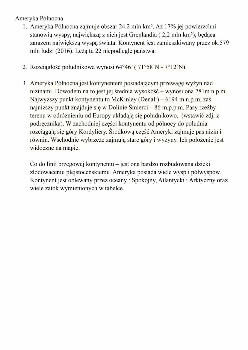 Spis treści:
Ameryka
1. Opis kontynentów.
2. Rozciągłość południkowa.
3.
4.
5.
6.
7.
8. Ludność i urbanizacja.
9. - północna granica upraw i