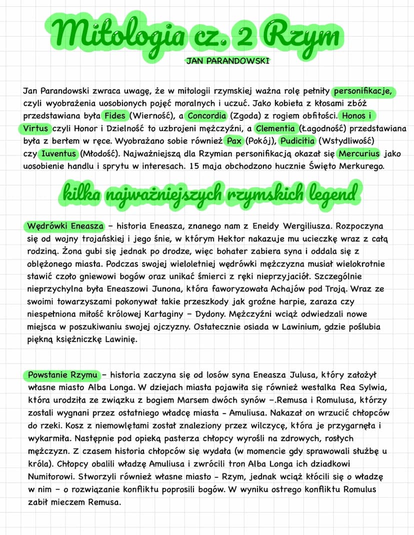 Autor zastanawia się skąd wzięła się mitologia rzymska. Pierwsze wrażenie mówi, że Rzymianie
postanowili skopiować wszystko z mitów greckich