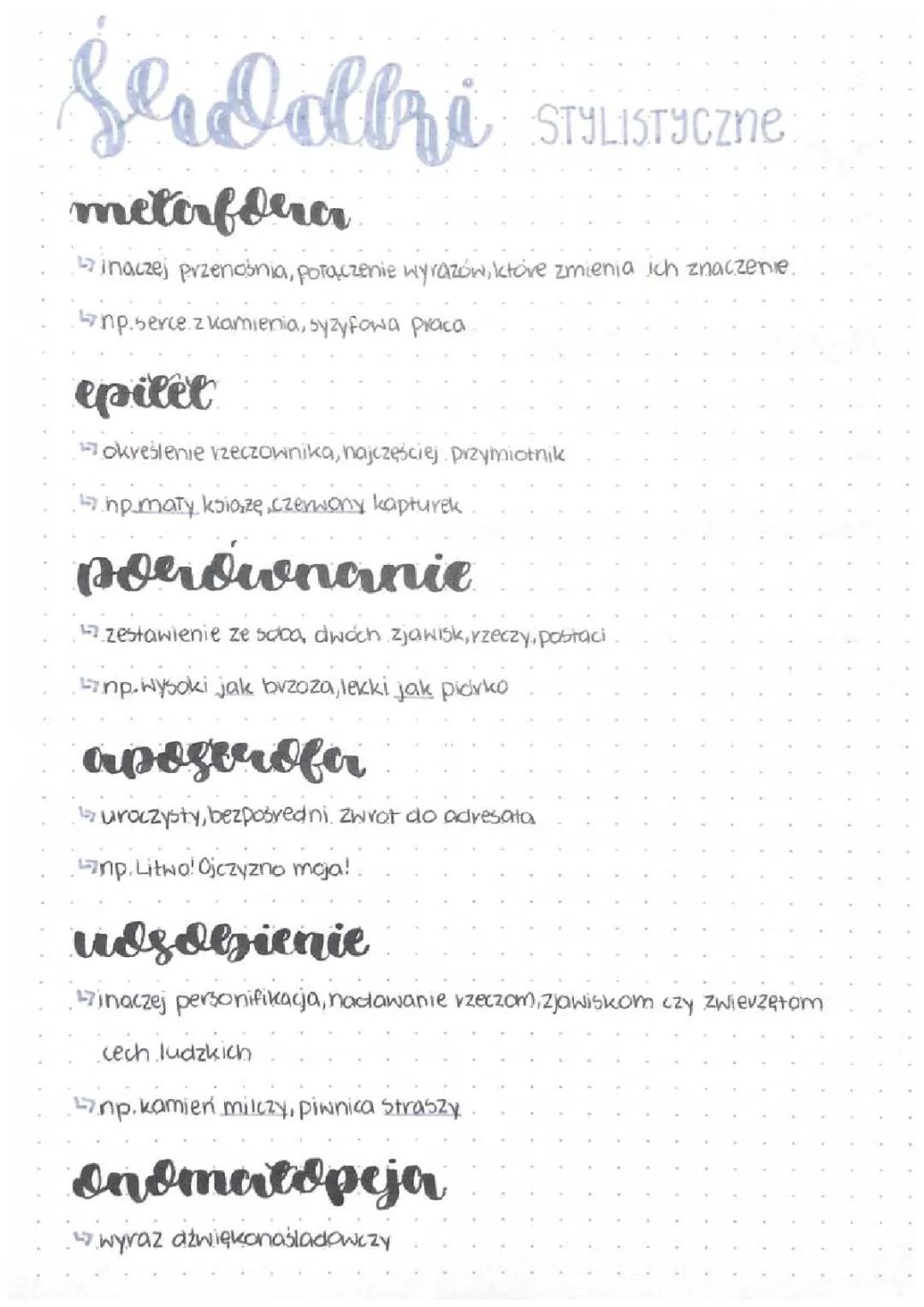 Najważniejsze środki stylistyczne - język polski