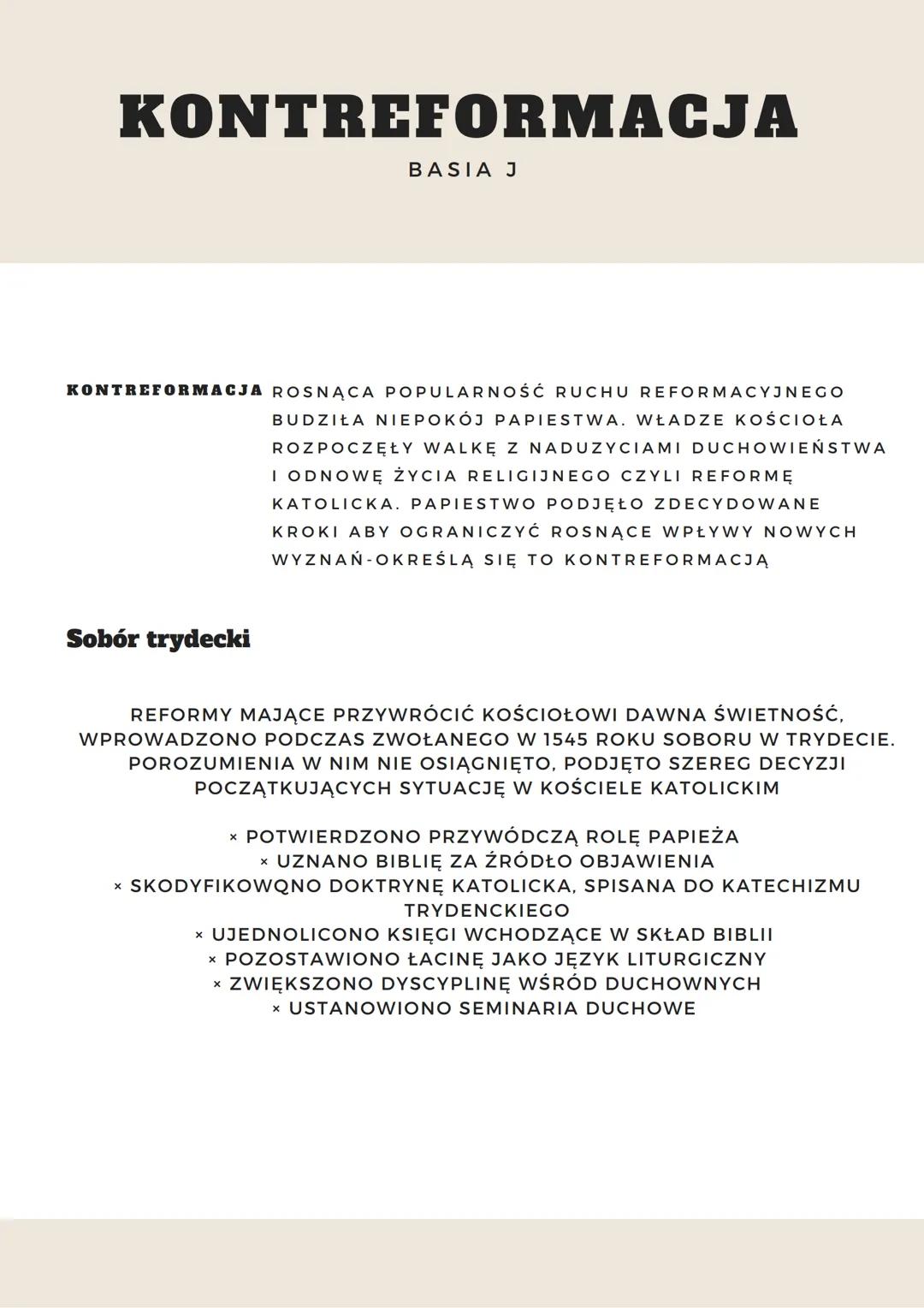 KONTREFORMACJA
BASIA J
KONTREFORMACJA ROSNĄCA POPULARNOŚĆ RUCHU REFORMACYJNEGO
BUDZIŁA NIEPOKÓJ PAPIESTWA. WŁADZE KOŚCIOŁA
Sobór trydecki
RO