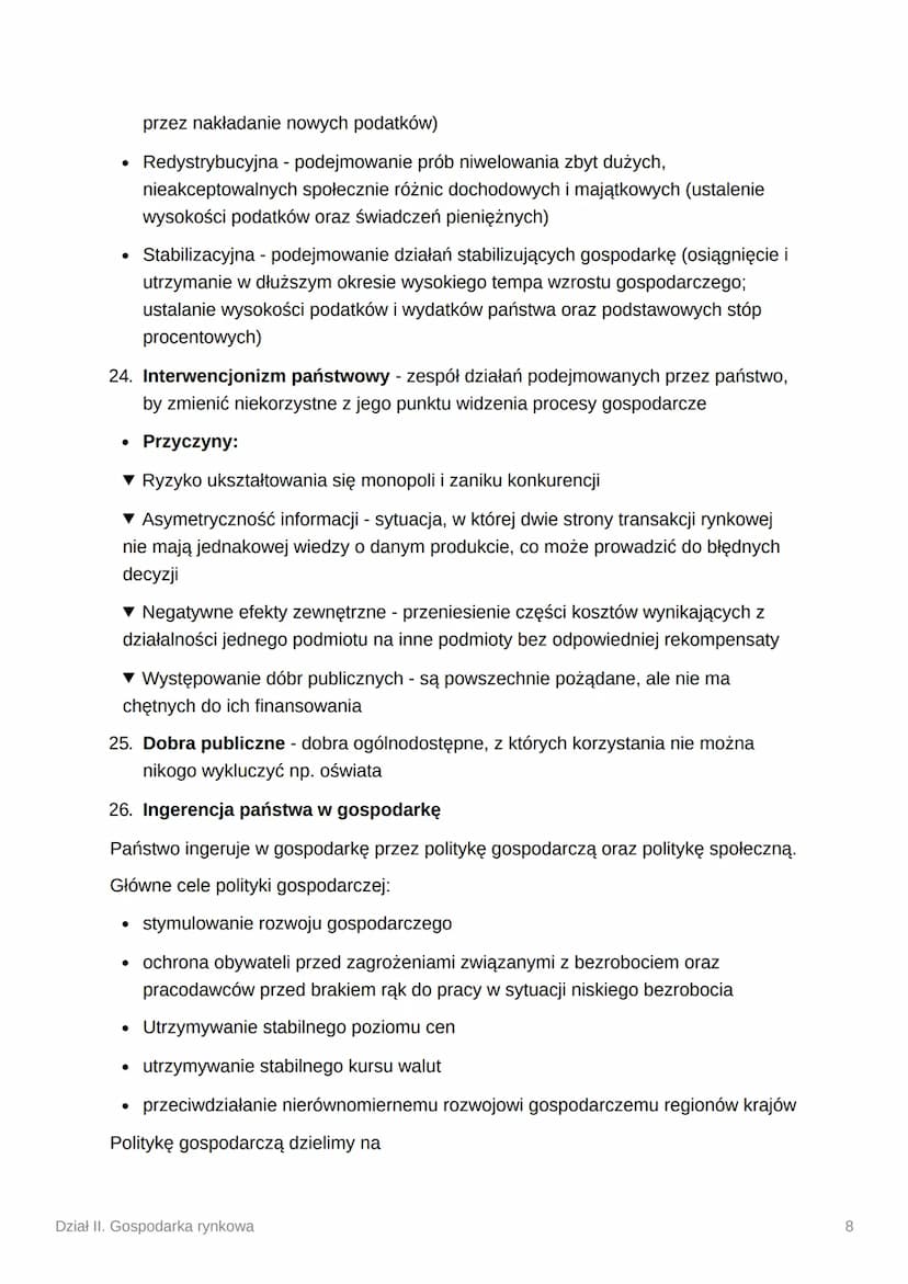 Dział II. Gospodarka rynkowa
1. Gospodarka nakazowo - rozdzielcza
Gospodarka centralnie sterowana
Opierała się na własności publicznej i cen
