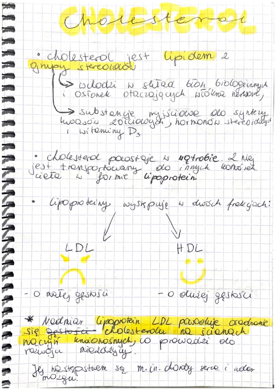 # Cholesterol

• cholesterol jest lipidem 2
grupy stereoiad

wchodzi w shied bon biologennych
i Osionek otaczających włókna nerwove,

→ subs