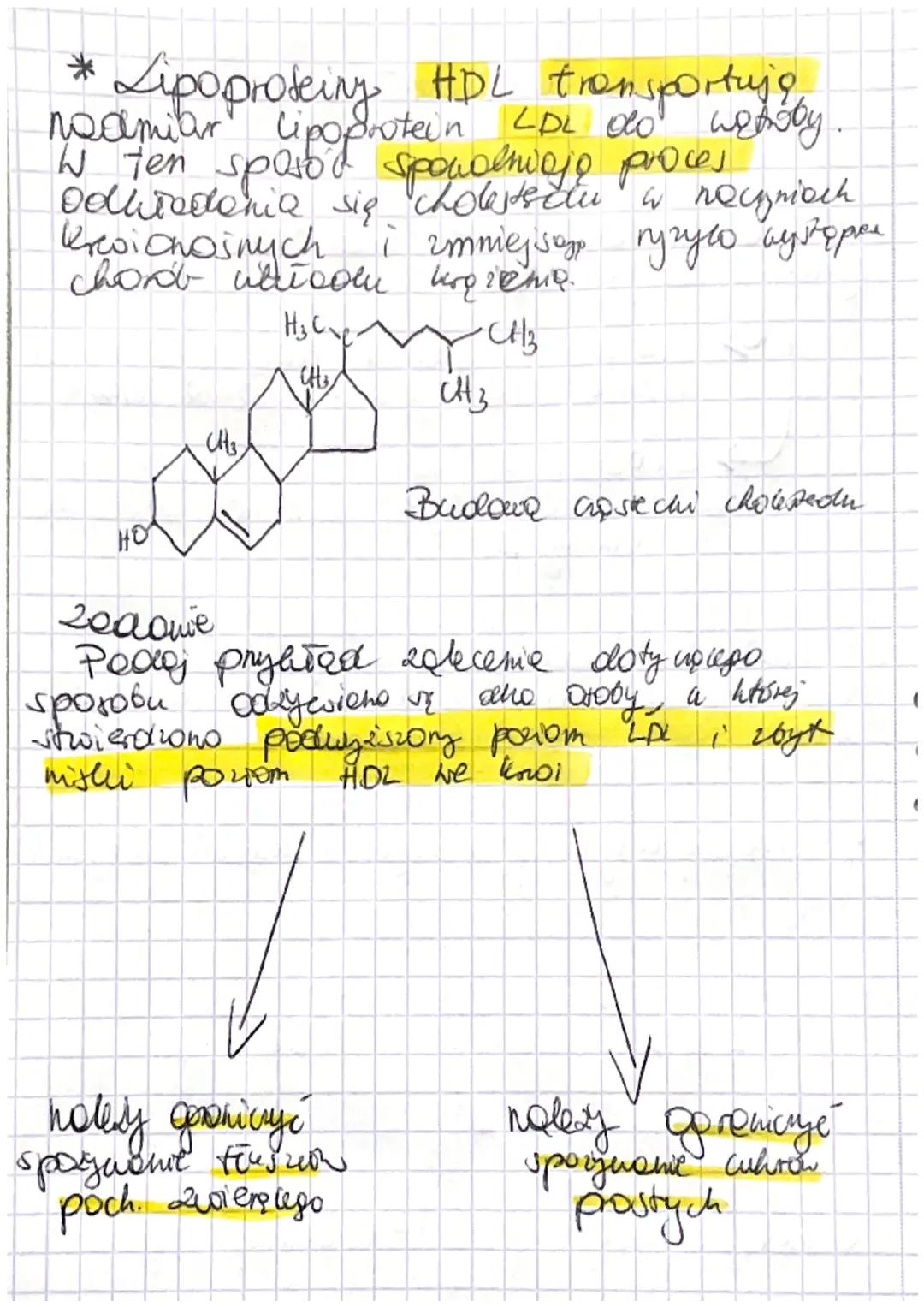 # Cholesterol

• cholesterol jest lipidem 2
grupy stereoiad

wchodzi w shied bon biologennych
i Osionek otaczających włókna nerwove,

→ subs