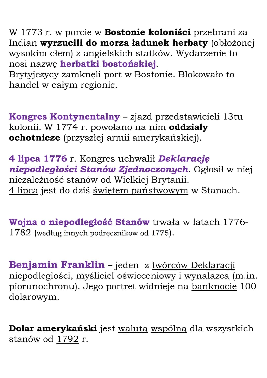 Powstanie Stanów
Zjednoczonych Ameryki
W 1620 r. na statkach Mayflower i Speedwell przybyło
do Ameryki Pn. ok. 100 kolonistów angielskich.
N