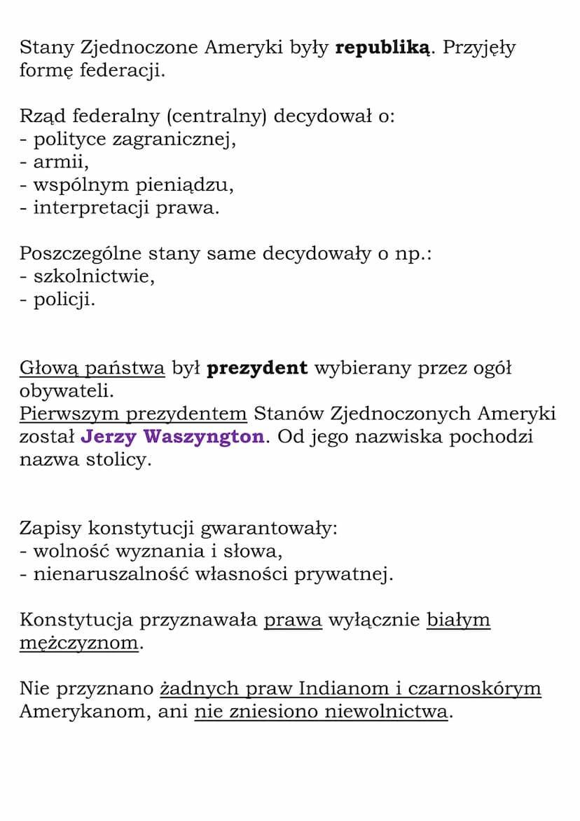 Powstanie Stanów
Zjednoczonych Ameryki
W 1620 r. na statkach Mayflower i Speedwell przybyło
do Ameryki Pn. ok. 100 kolonistów angielskich.
N